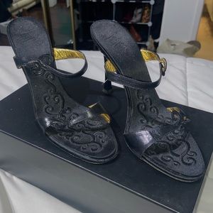 Giuseppe Zanotti Black Silk Slip On Mule Heels